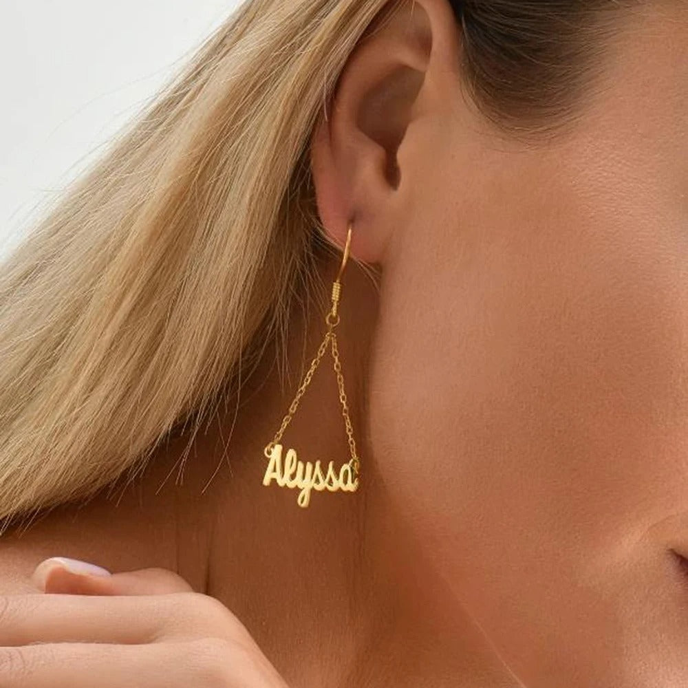 Personalized Dangling Name Earrings - Abrahamallen