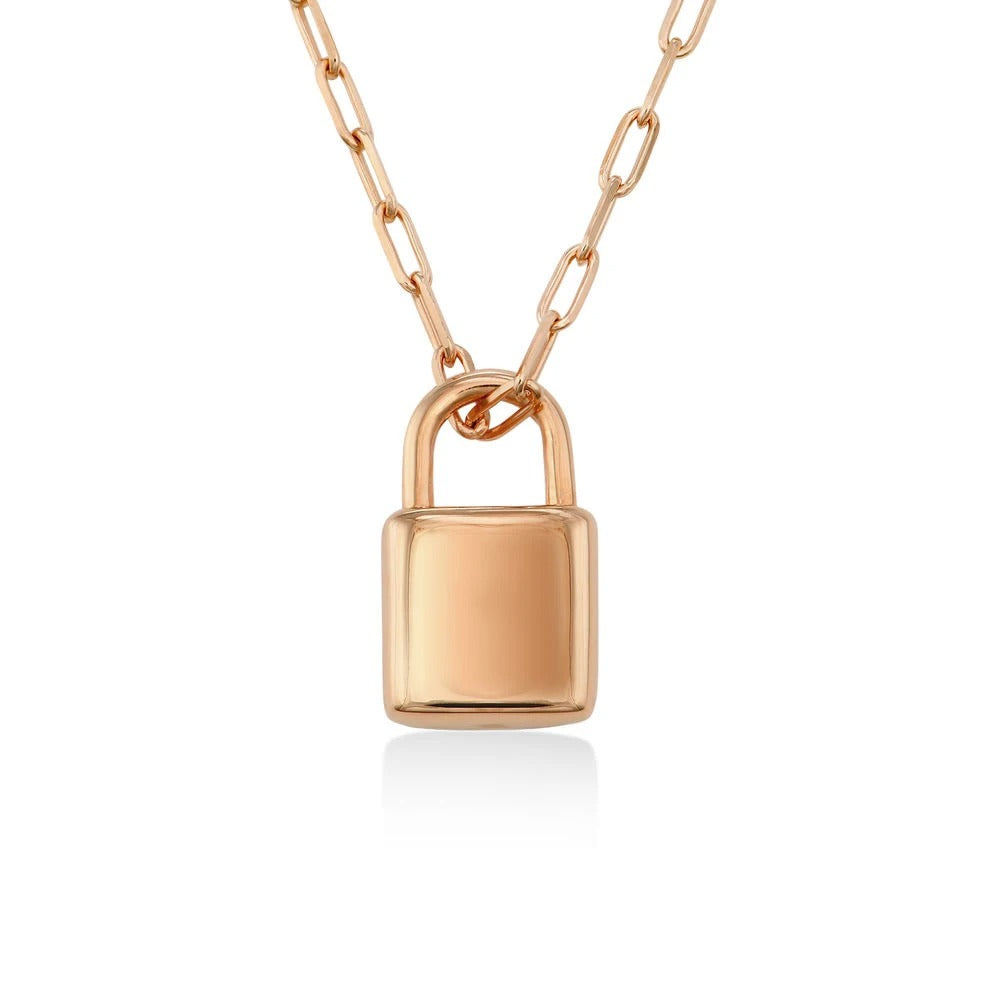 Personalized Initials Lock Pendant Necklace - Abrahamallen