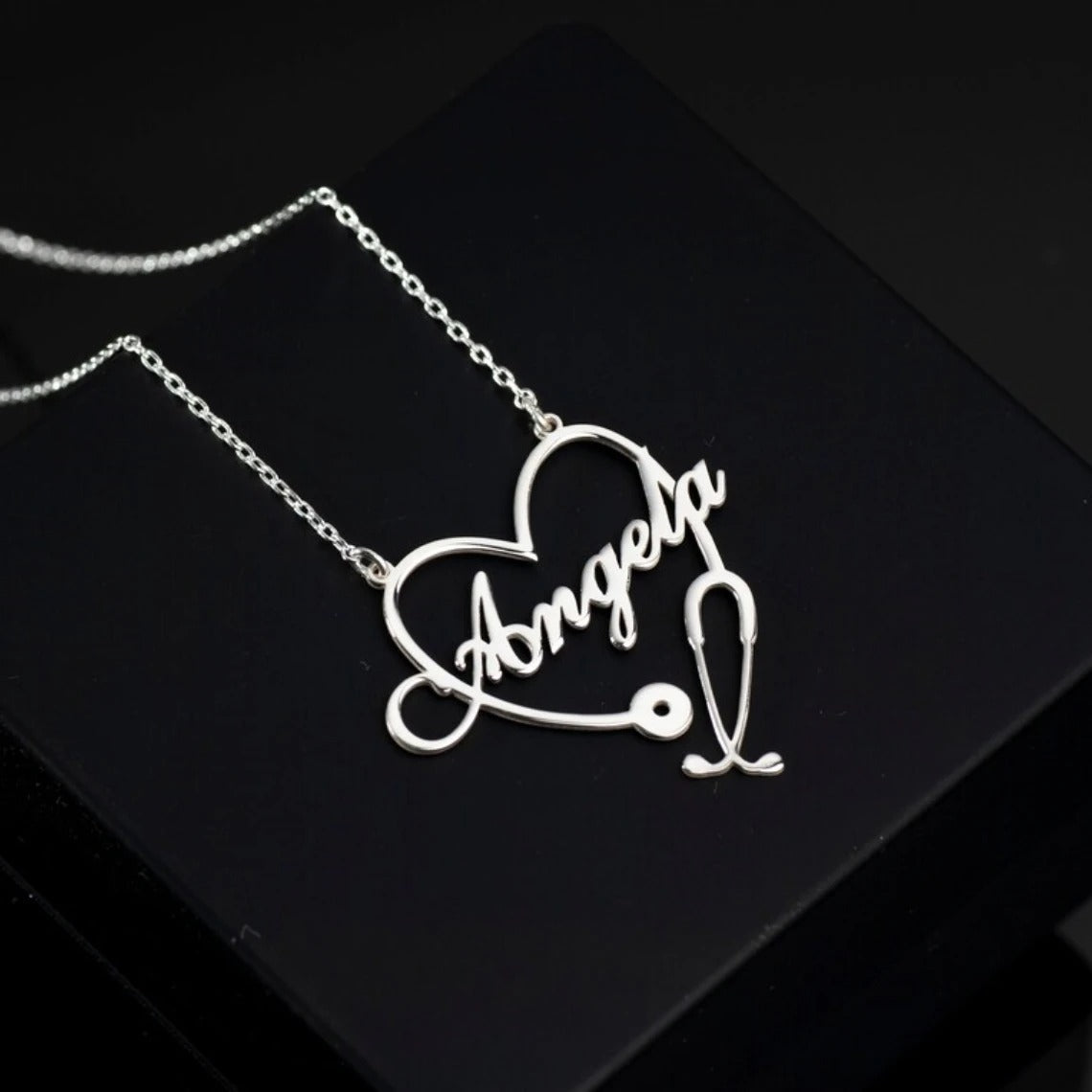 Customized Stethoscope Name Pendant Necklace - Abrahamallen