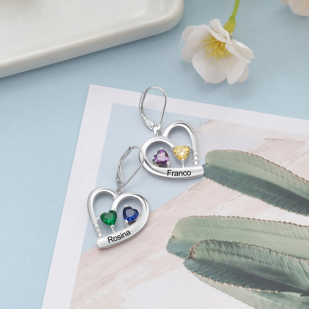 Personalized 4 Birthstone Name Earrings - Abrahamallen