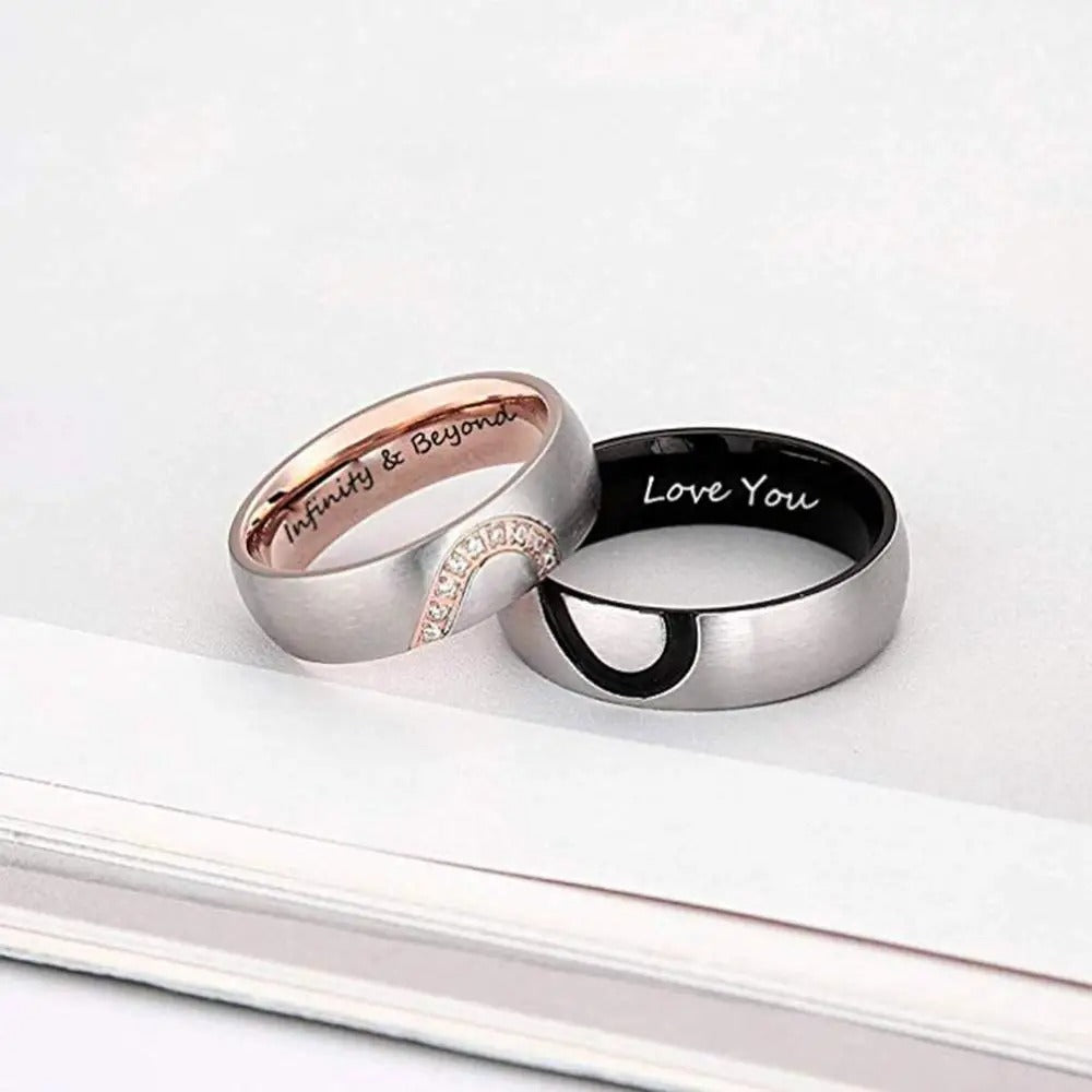 Personalized Inscription Matt-Finish Couple's Rings - Abrahamallen