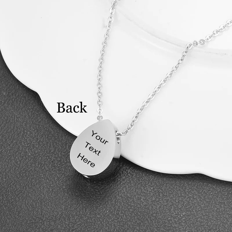 Natural Stone Cremation Urn Teardrop Keepsake Necklace - Abrahamallen