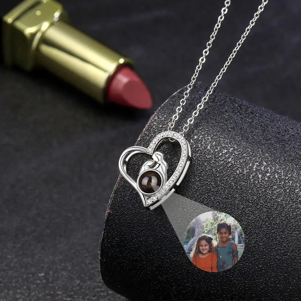 Projection Personalized Heart Photo Pendant Necklace - Abrahamallen