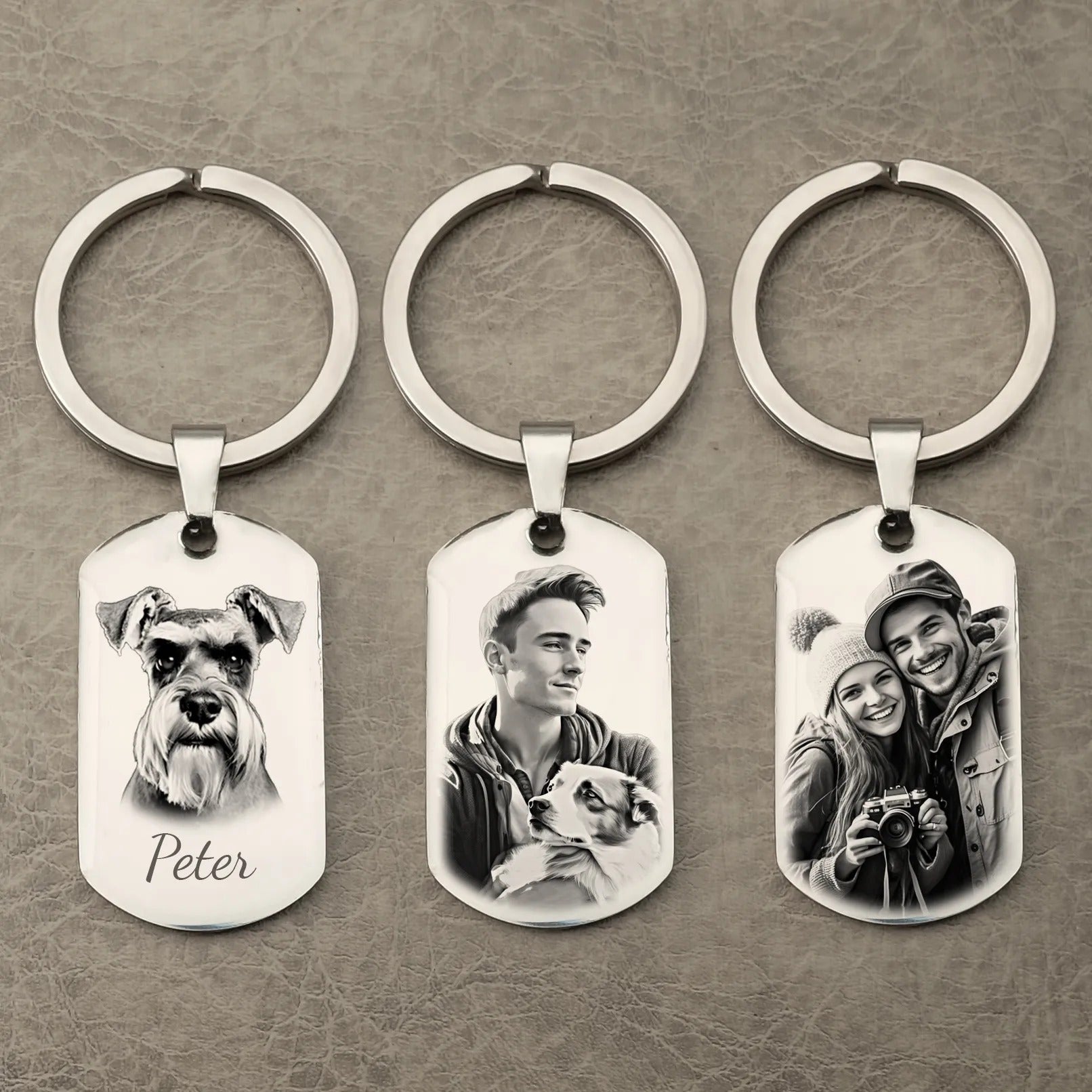 Personalized Engraved Photo and Message Keychain - Abrahamallen