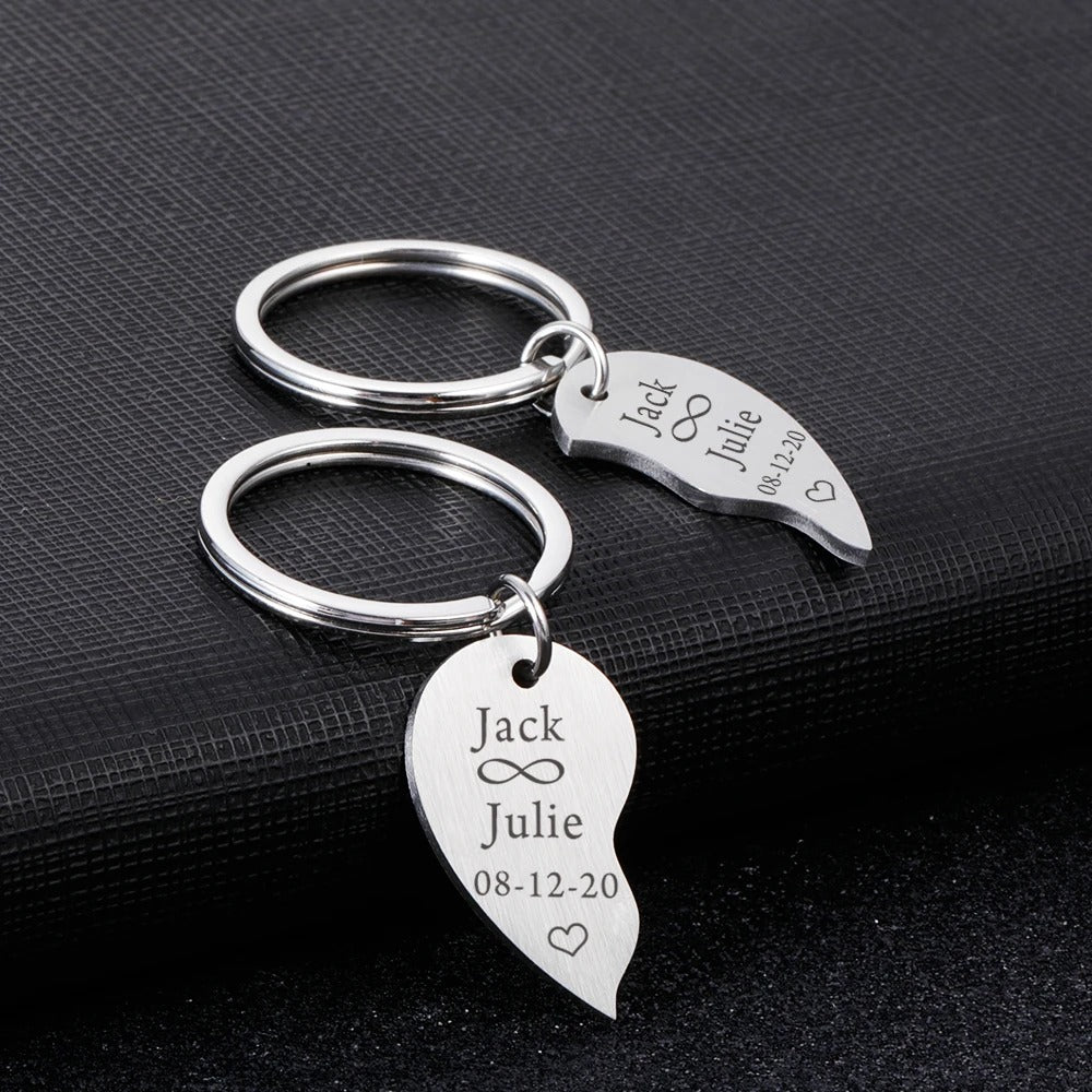 Personalized Engraved Couple's  Keychain - Abrahamallen