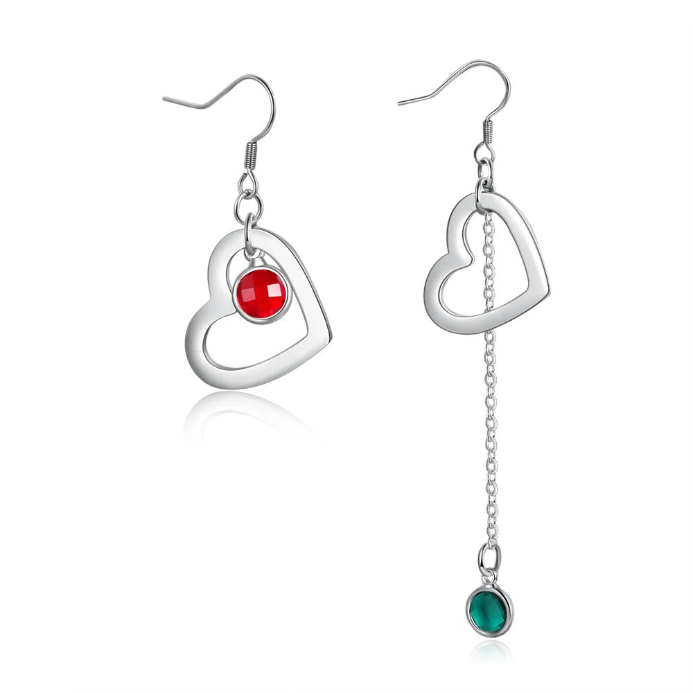 Personalized Asymmetrical Birthstone Earrings - Abrahamallen