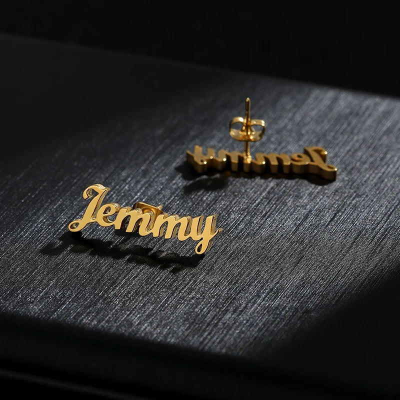 Personalized Nameplate Stud Earrings - Abrahamallen