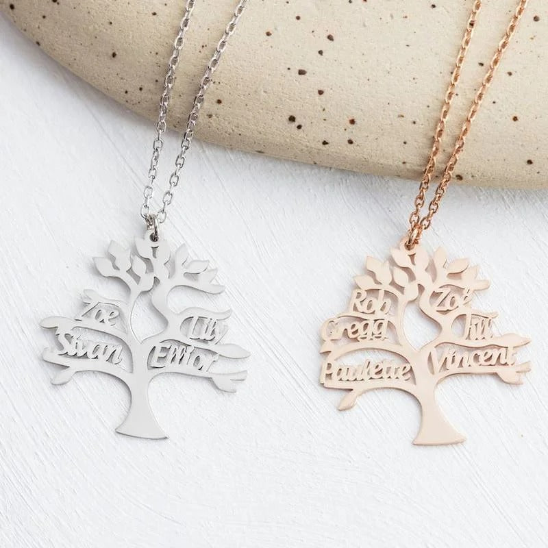 Personalized Tree of Life 1-6 Multiple Letters and Name Pendant Necklace - Abrahamallen