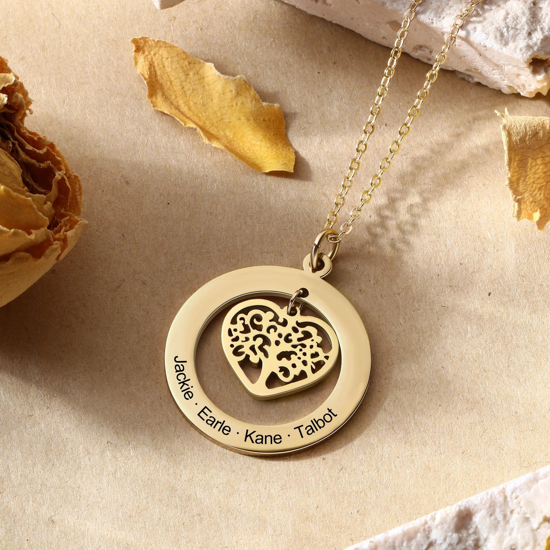 Personalized Tree of Life Pendant Name Necklace - Abrahamallen