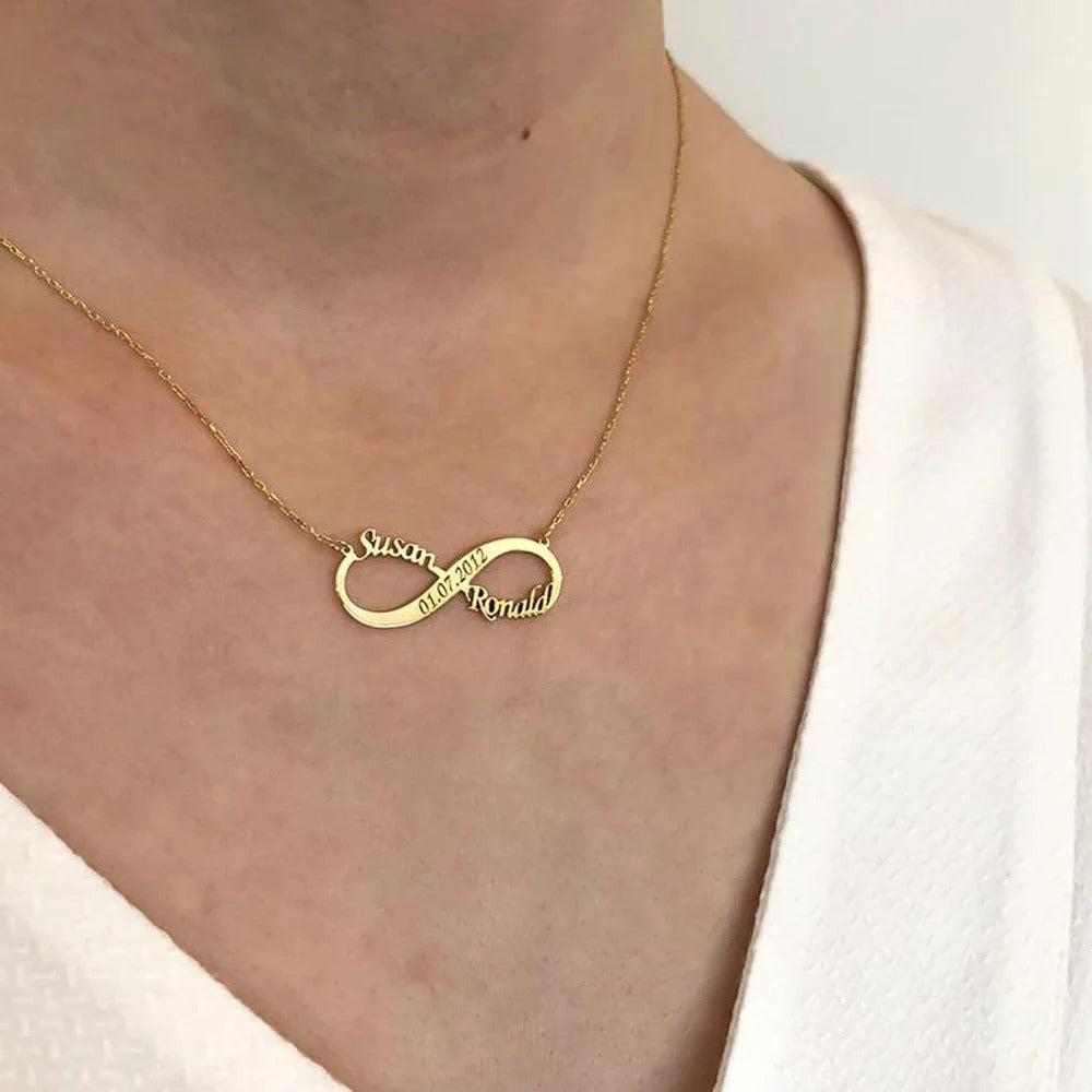 Personalized Infinity Year and Name Pendant Necklace - Abrahamallen