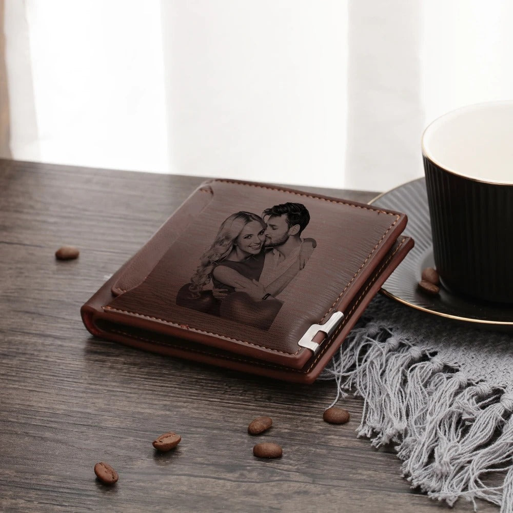 Personalized Photo and Message Wallet with Keychain-Gift For Him - Abrahamallen