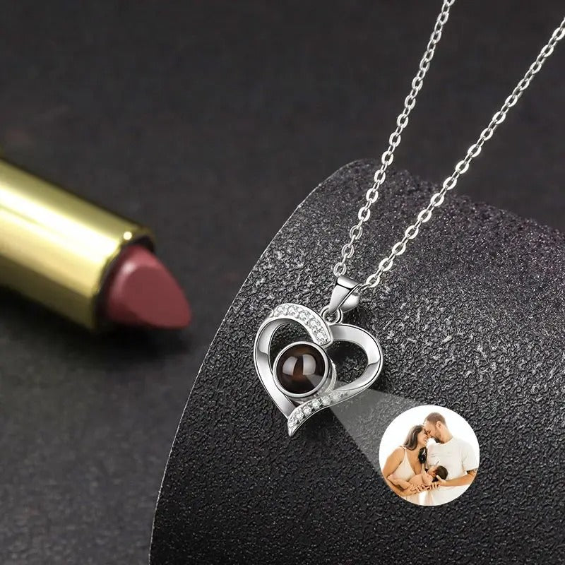 Projection Personalized Photo Pendant Necklace in Sterling Silver - Abrahamallen