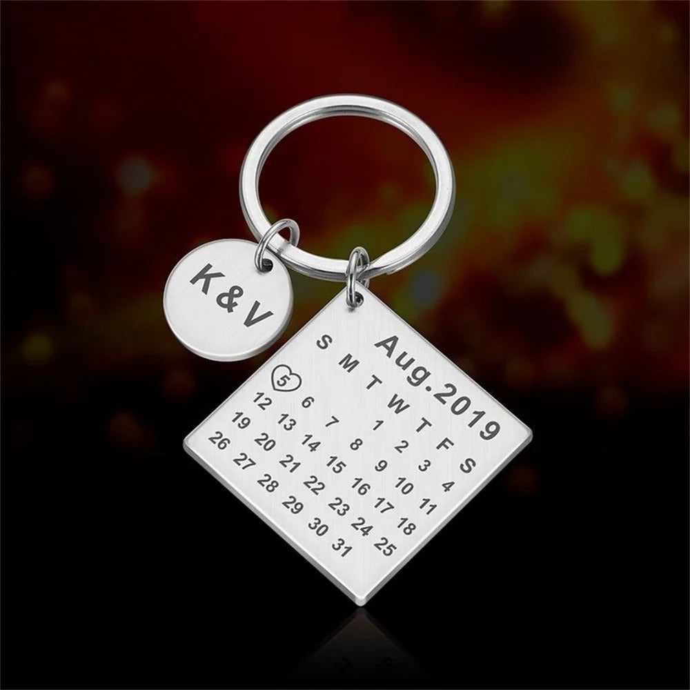 Personalized Initials and Anniversary Date  Keychain - Abrahamallen