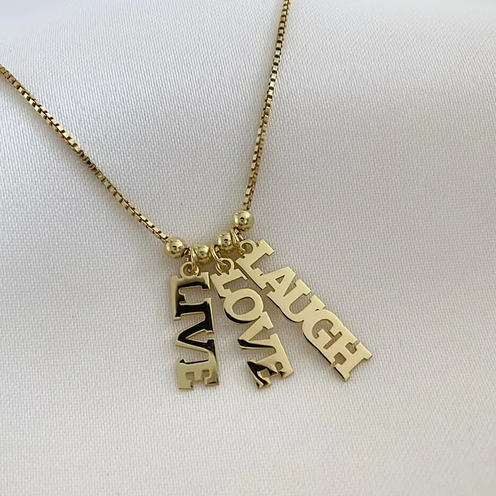 Personalized Three Name Pendants Necklace - Abrahamallen