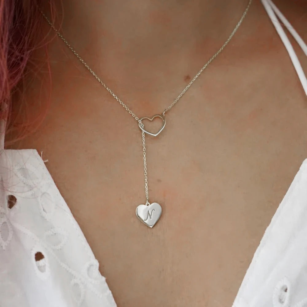 Personalized Heart Initials Pendant Necklace - Abrahamallen