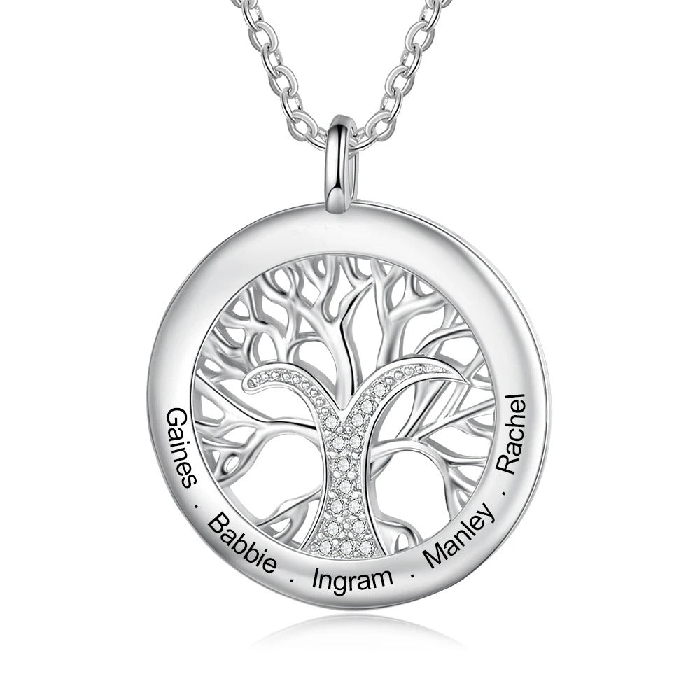 Personalized Tree of Life Pendant 5 Names Necklace - Abrahamallen