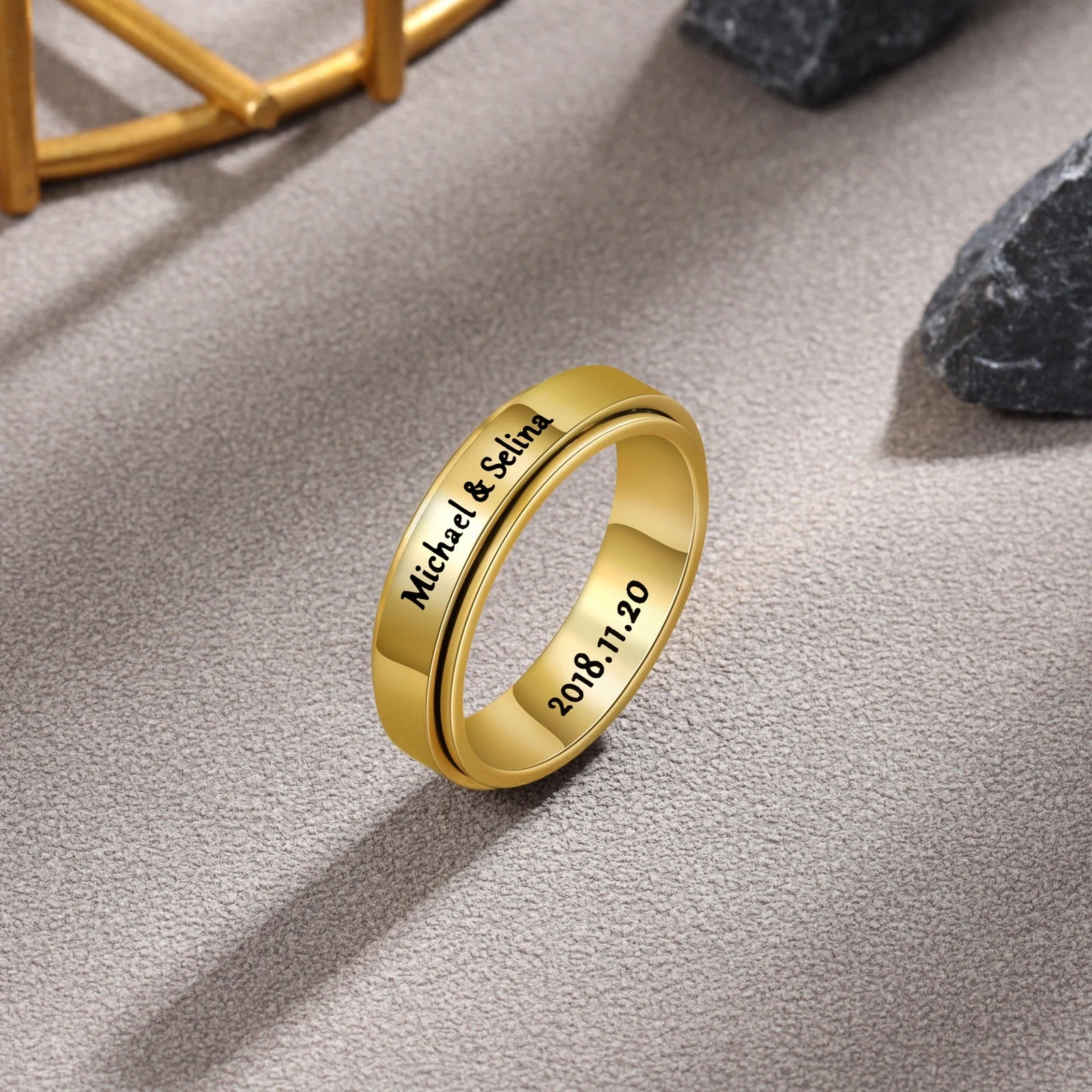 Personalized Inscription Couple's Rings - Abrahamallen