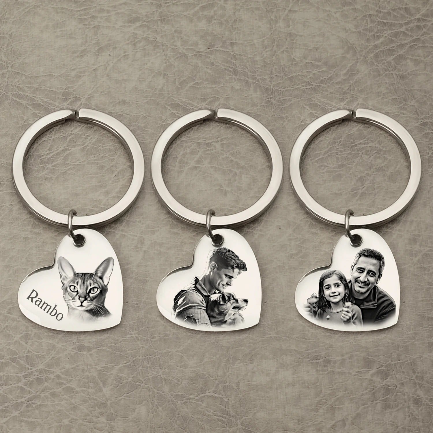 Personalized Engraved Photo and Message Keychain - Abrahamallen