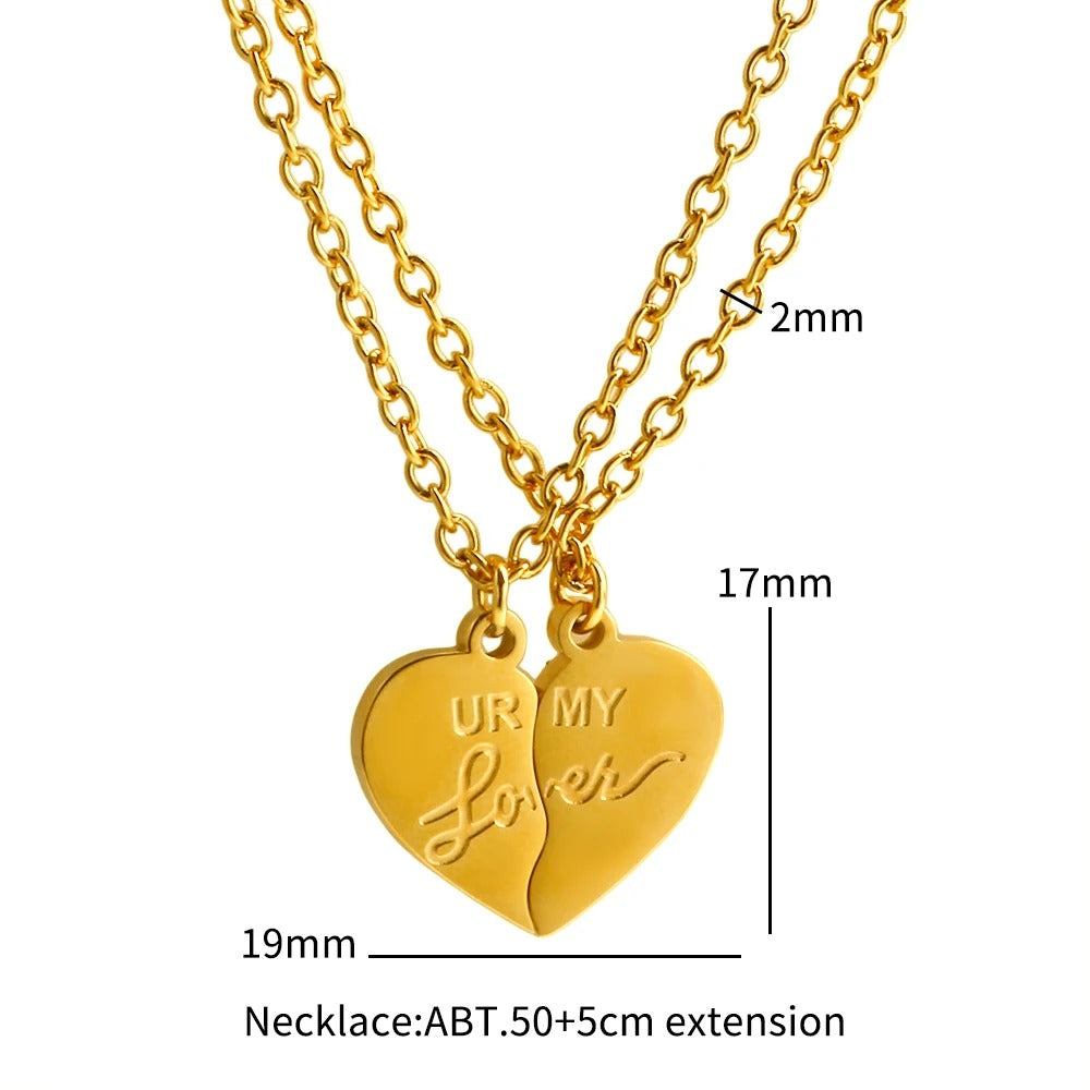 Customized Couple's 2-1 Split Heart Pendants Necklaces - Abrahamallen