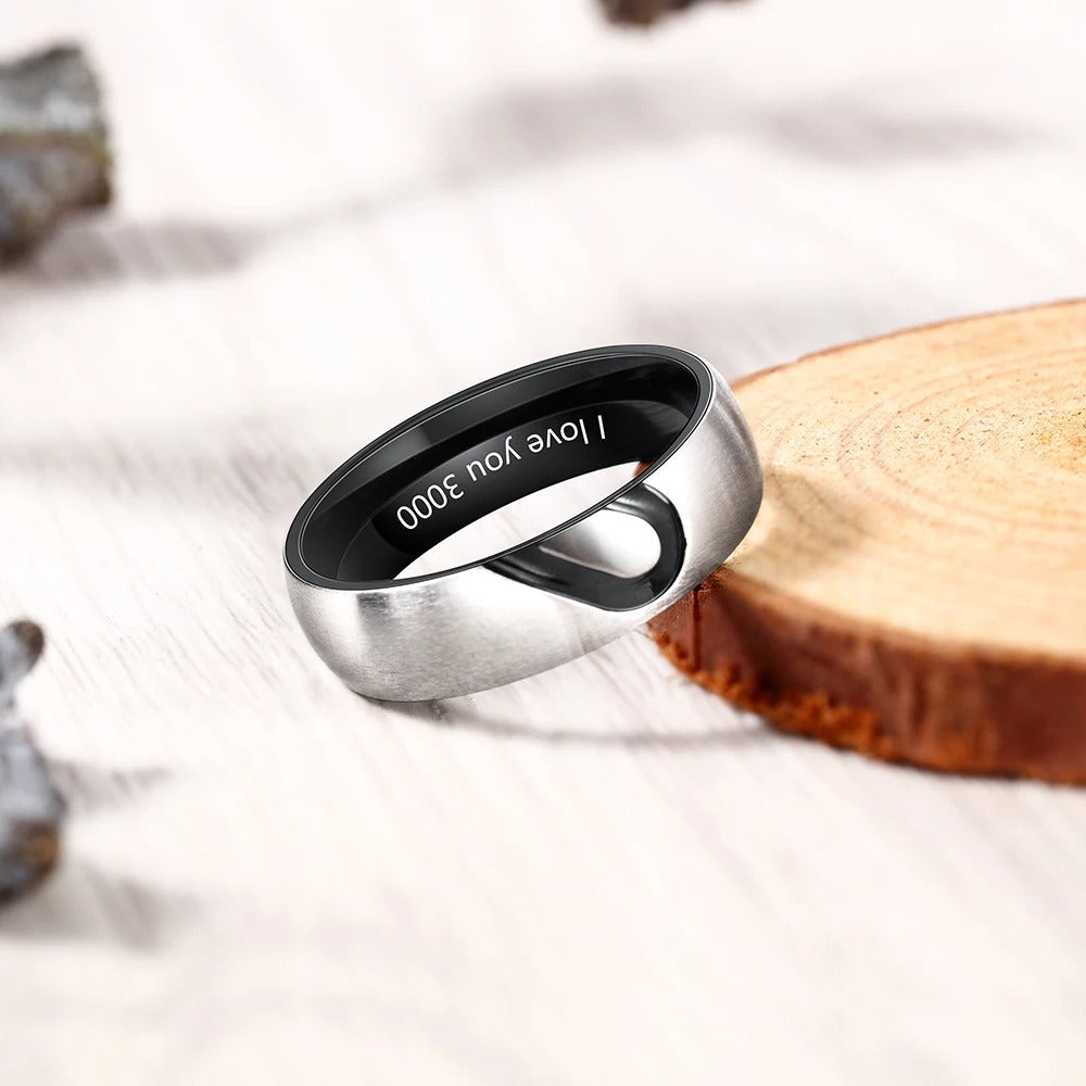 Personalized Inscription Matt-Finish Couple's Rings - Abrahamallen