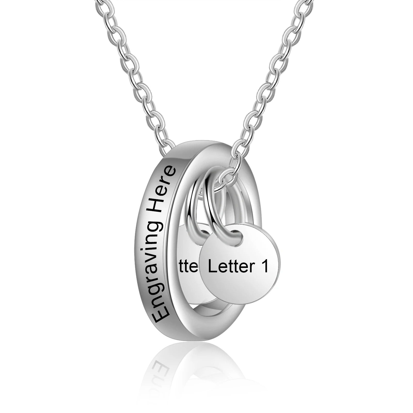 Customized Engraveable Message and Initial Pendant Necklace - Abrahamallen