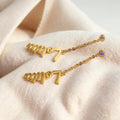 Personalized Dangling Birthstone Earrings - Abrahamallen