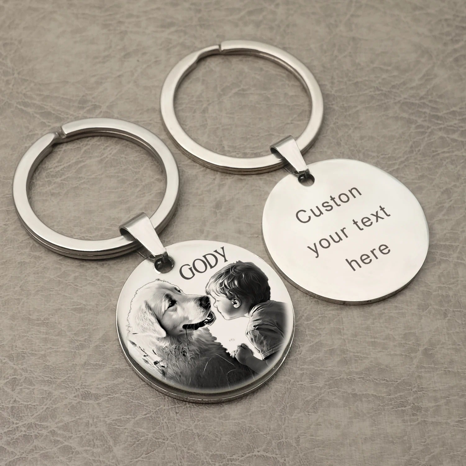 Personalized Engraved Photo and Message Keychain - Abrahamallen