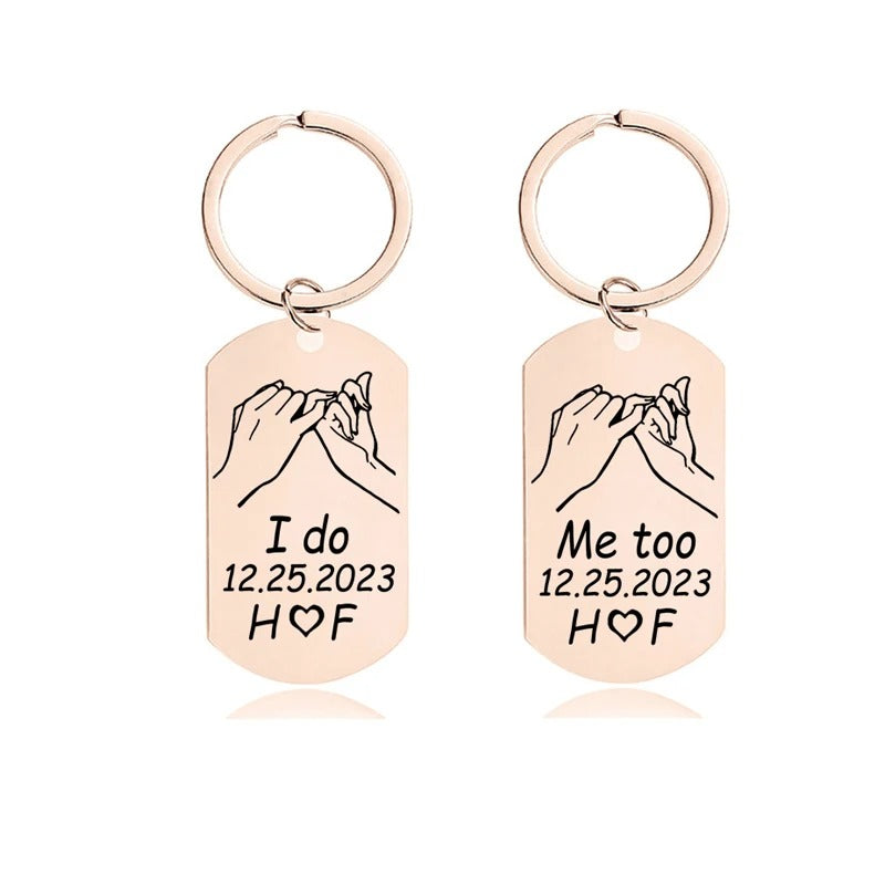 Personalized Initials and Anniversary Couple's Keychains - Abrahamallen