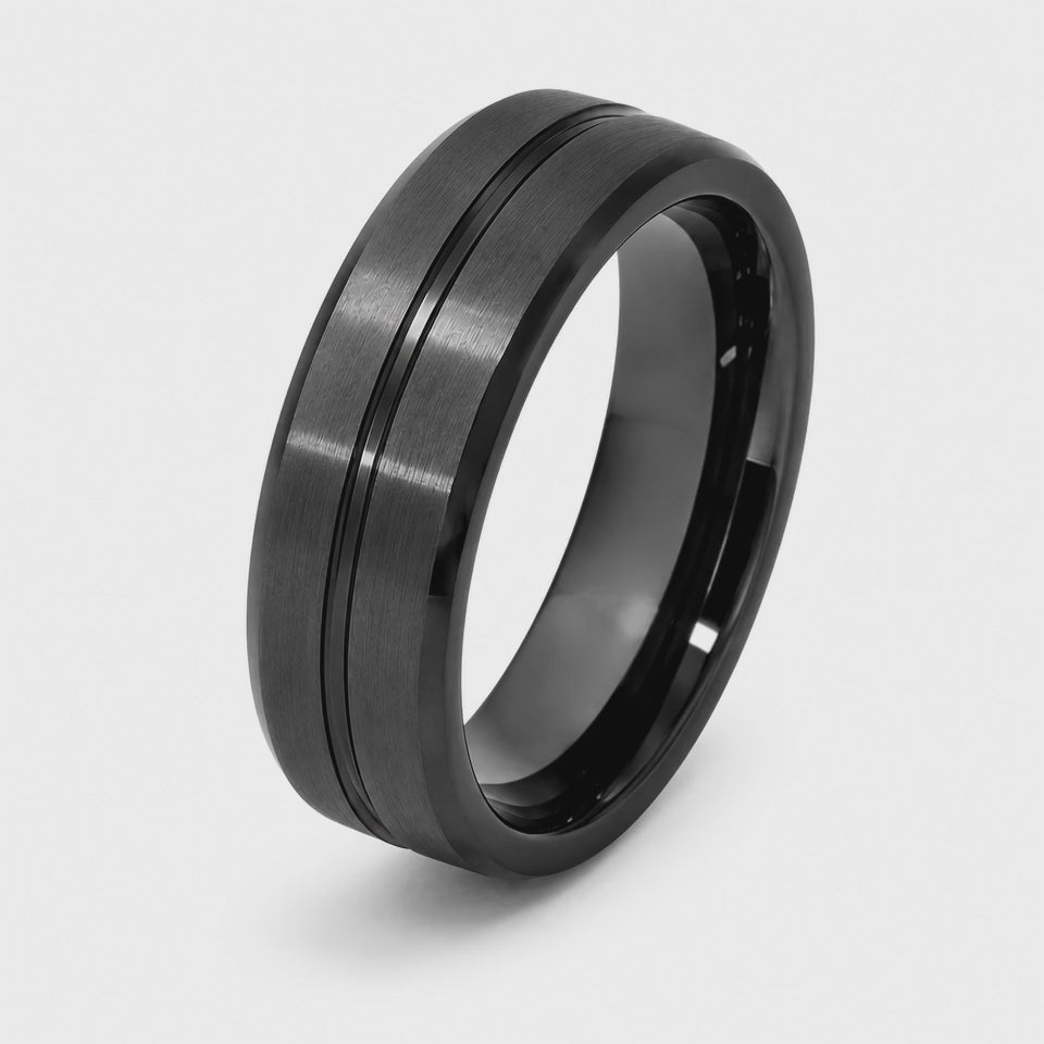 The Eclipse Edge | Premium Black Tungsten Wedding Ring