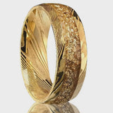 The Crownsmith | Gold Damascus Ring with Crushed Gold Inlay | 8mm