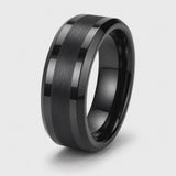 The Vanguard | Black Tungsten Wedding Band – Matte & Polished Finish | 6mm, 8mm