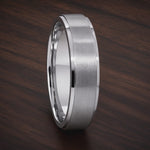 The Kensington | Brushed Titanium Wedding Ring with Polished Bevelled Edges