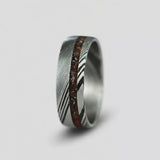 The Phantom | Damascus Steel Ring with Genuine Meteorite Inlay | 8mm