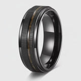The Imperium | Geometric Tungsten Ring with Exotic Wood Inlay | 8mm