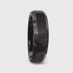 THE BLACKWELL EDGE | Black Tungsten Wedding Ring with Polished Silver Edges