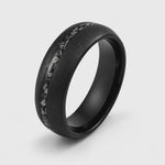 The Astral | Black Tungsten & Crushed Meteorite Inlay Ring | 6mm, 8mm