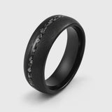 The Astral | Black Tungsten & Crushed Meteorite Inlay Ring | 6mm, 8mm