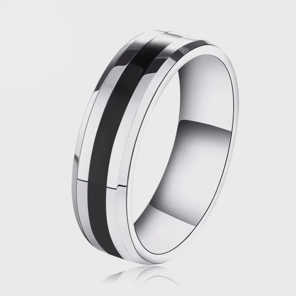 The Fortress |  Black Inlay Tungsten Carbide Ring | 6mm, 8mm