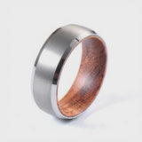 The Cooper | Whiskey Barrel Wood & Brushed Silver Tungsten Ring | 6mm, 8mm