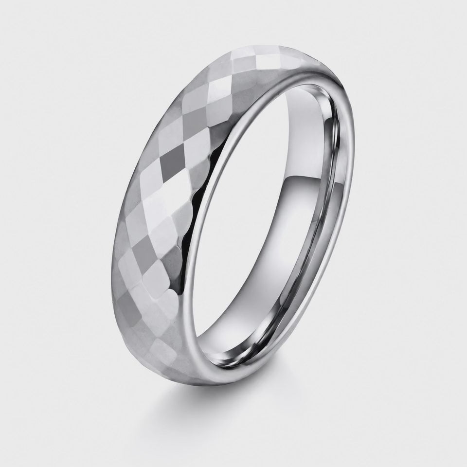 The Legacy Silver Set Faceted Silver Wedding Ring Set | 4mm & 6mm
