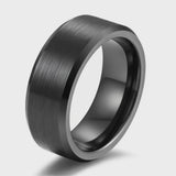 The Chancellor | Classic Brushed Tungsten Wedding Band with Beveled Edges