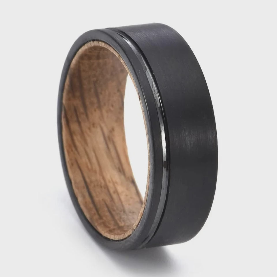 Black Regent | Black Wood Inlay Tungsten Ring | 6mm, 8mm