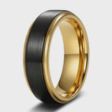 The Citadel | 18K Gold-Edged Brushed Tungsten Wedding Band | 6mm, 8mm