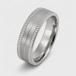 The Westbrook | Silver Titanium Wedding Ring with Milgrain Edges & Centre Groove