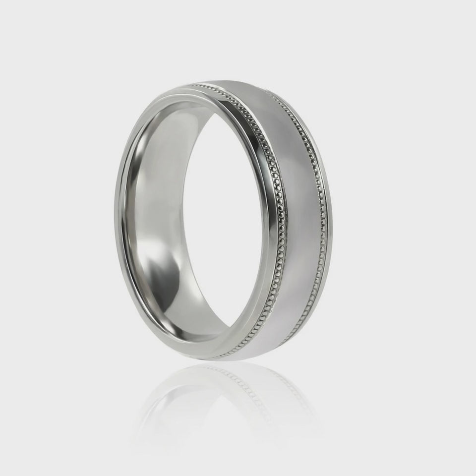 The Whitmore | Titanium Wedding Band with Milgrain Detailing | 6mm