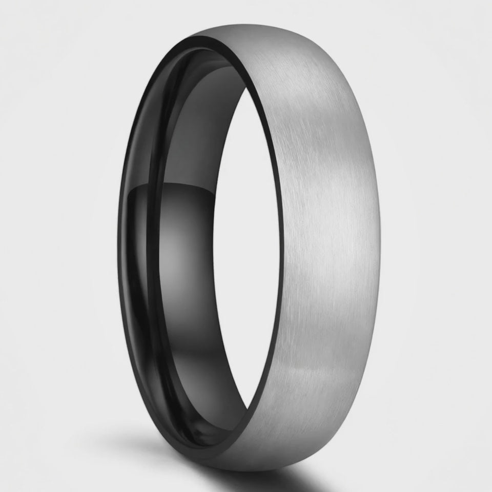 The Sterling | Brushed Titanium Wedding Band with Black Interior | 6mm, 8mm