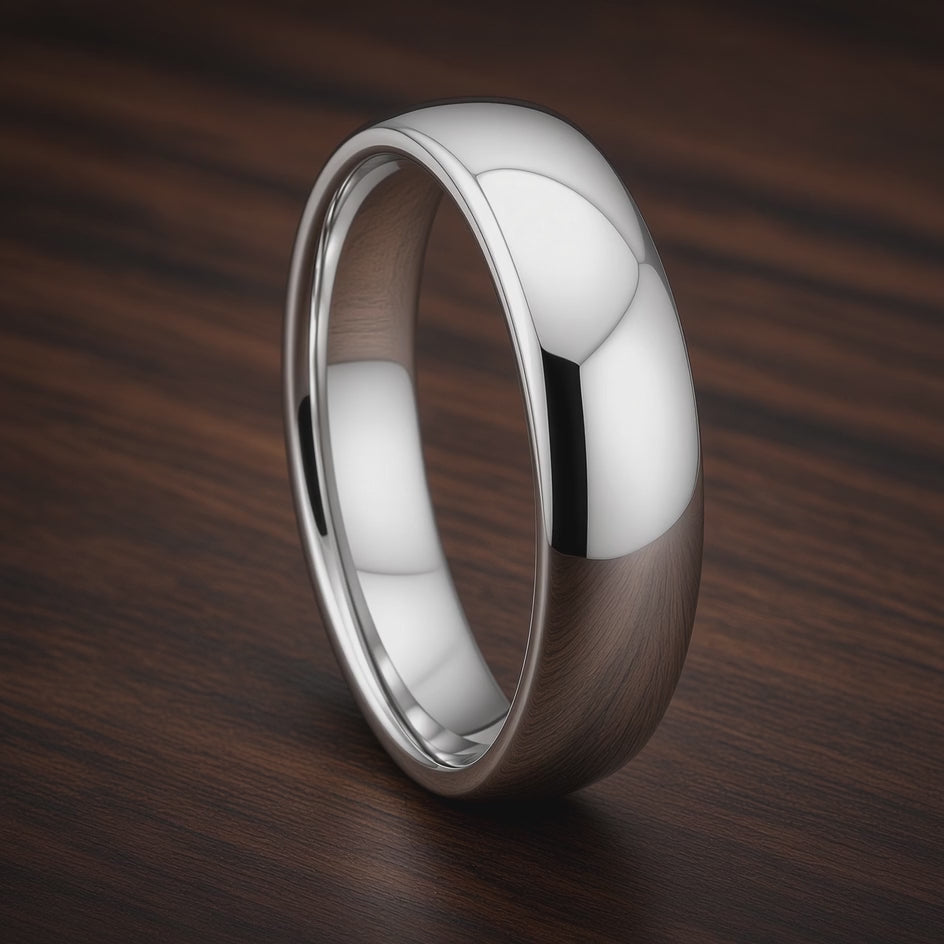 The Silver Noir | Classic High Polished Titanium Wedding Band