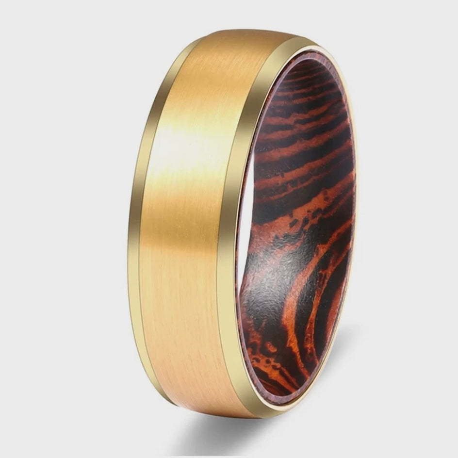 The Speyside | Tungsten Carbide Wedding Band with Whiskey Barrel Wood Interior