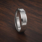 The Apex | Silver Titanium Wedding Ring with Bevelled Edges