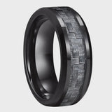 The Mercer | Carbon Fiber Ring | Black Tungsten Wedding Band | 6mm, 8mm